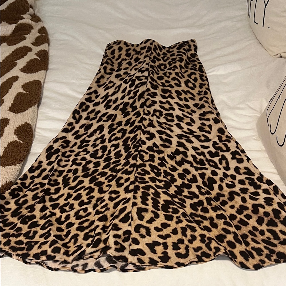 Leopard Print A-Line Maxi Skirt - Tan and Black